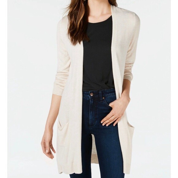 Maison Jules Sweaters - Maison Jules Long Open-Front Jersey Cardigan Sweater M